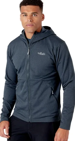 Rab Fleece & Mid Layer-Mens Geon Hoody - Black - Steel Marl