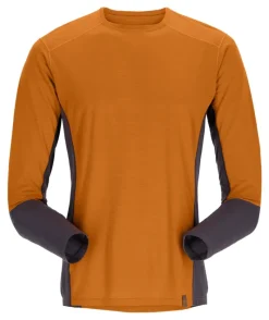 Rab T-Shirts & Baselayers-Mens Syncrino Base LS Tee - Marmalade