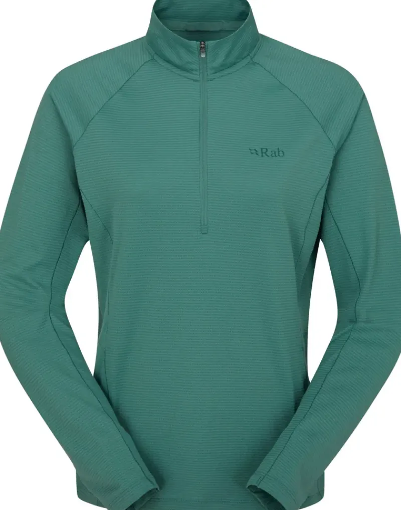 Rab T-Shirts & Baselayers-Womens Sonic Long Sleeved Zip-T - Eucalyptus