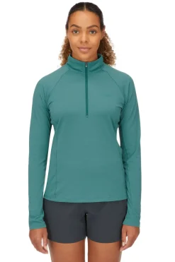 Rab T-Shirts & Baselayers-Womens Sonic Long Sleeved Zip-T - Eucalyptus