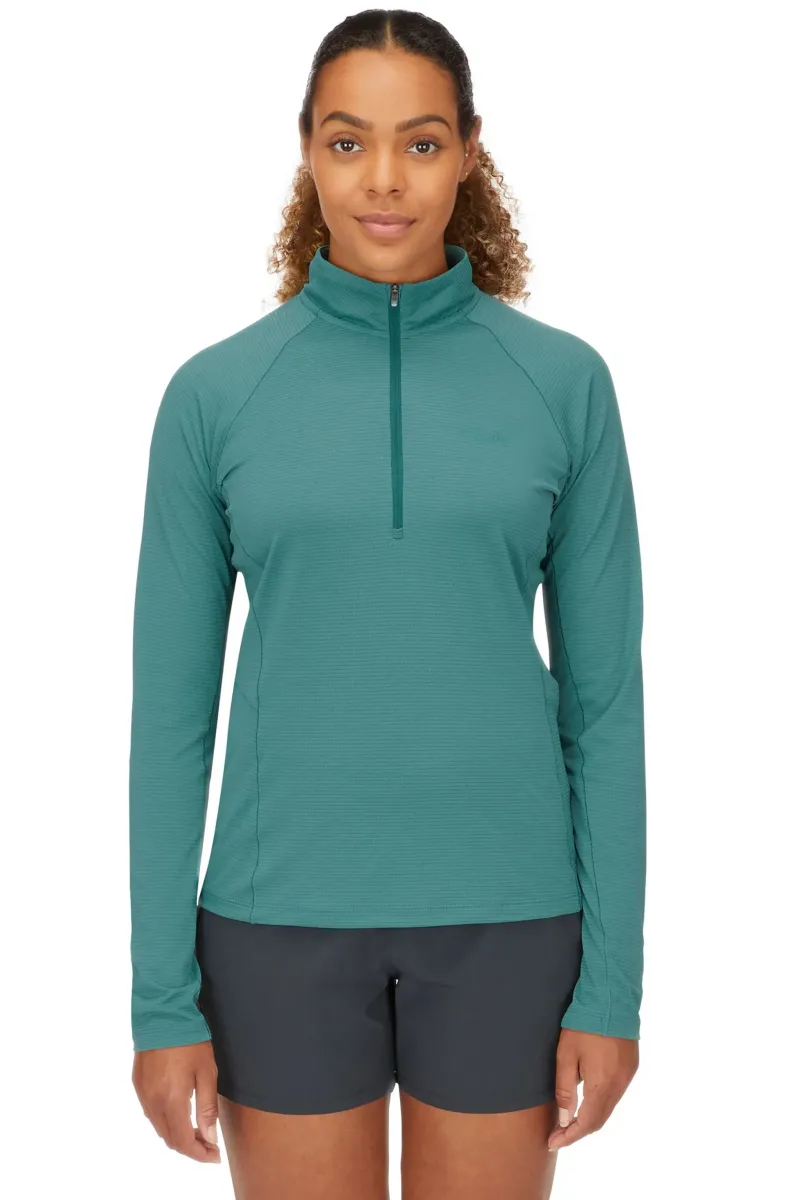 Rab T-Shirts & Baselayers-Womens Sonic Long Sleeved Zip-T - Eucalyptus