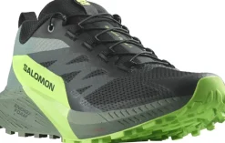 Salomon Hiking Shoes & Boots|Running Shoes-Mens Sense Ride 5 Shoes - Black-Laurel Wreath-Green Gecko