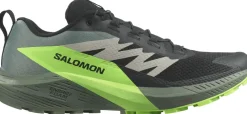 Salomon Hiking Shoes & Boots|Running Shoes-Mens Sense Ride 5 Shoes - Black-Laurel Wreath-Green Gecko