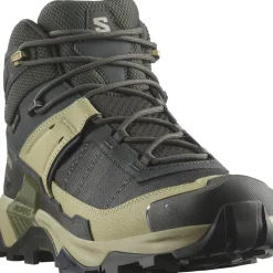 Salomon Hiking Shoes & Boots|Mid Height Boots-Mens X Ultra 5 Mid GTX Shoe - Peat-Gray Green-Blue Nights