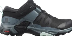 Salomon Walking Shoes-Womens X Ultra 4 GTX Hiking Shoes - Black-Stormy Weather-Opal Blue