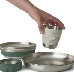 Sea To Summit Plates, Bowls, Cups & Utensils-Detour Stainless Steel Collapsible Dinnerware Set - 2P - 6 Piece