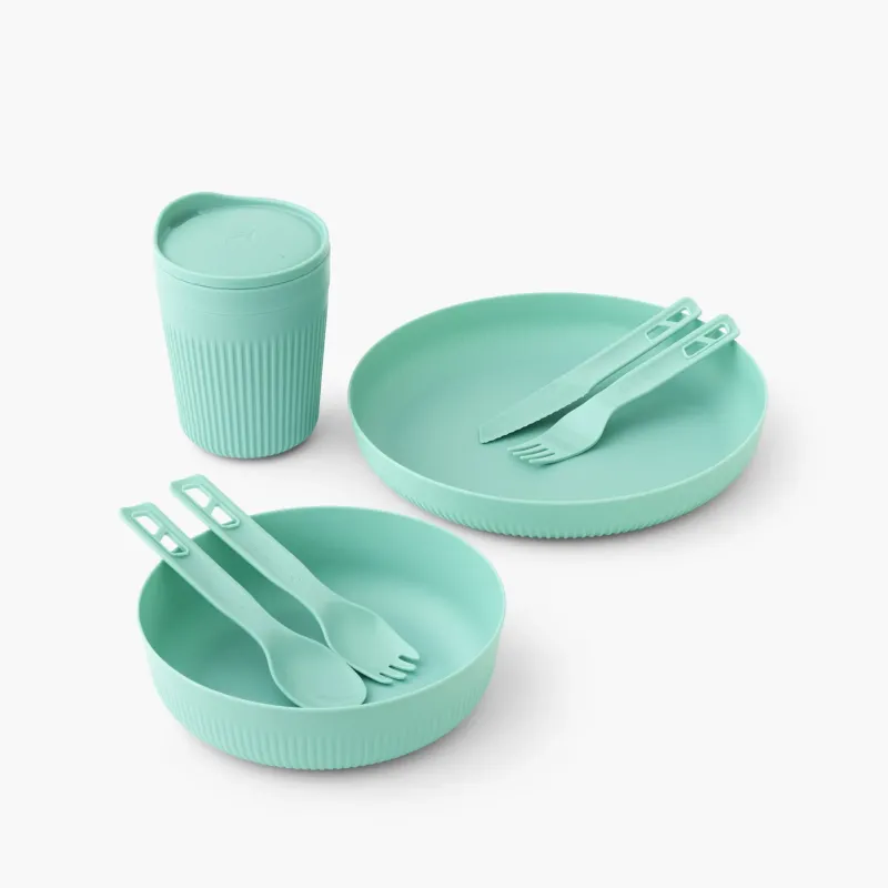 Sea To Summit Plates, Bowls, Cups & Utensils-Passage Dinnerware Set - 1P - 7 Piece - Aqua Sea