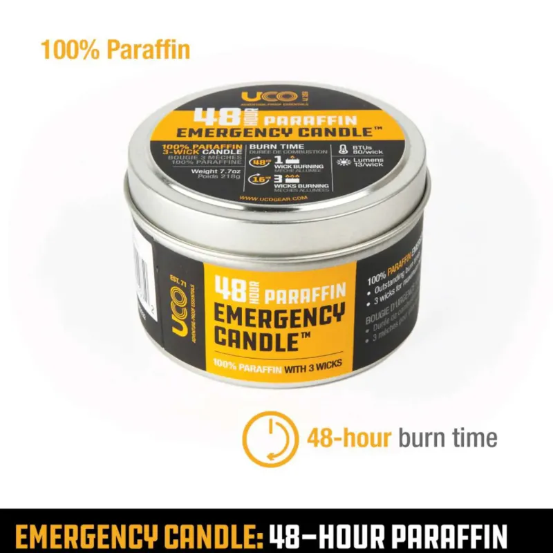 UCO Lights & Lanterns|Lighting-Emergency Candle Lantern Paraffin - 48 Hour