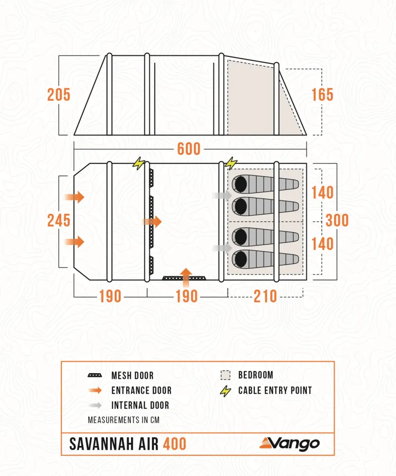 Vango Family & Leisure Tents|Inflatable Tents-Savannah Air 400 Tent Package