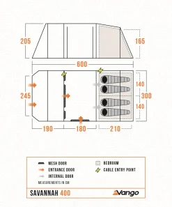 Vango Family & Leisure Tents-Savannah 400 Tent Package