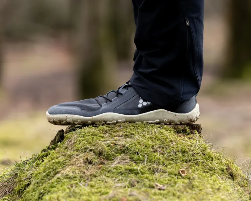Vivobarefoot Running Shoes-Mens Primus Trail Knit FG Shoes - Obsidian-Sandstone